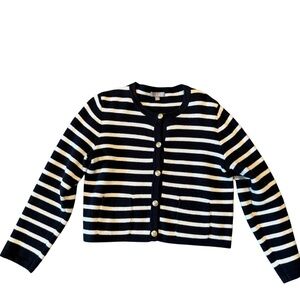 J. Crew Black and White Striped Cardigan